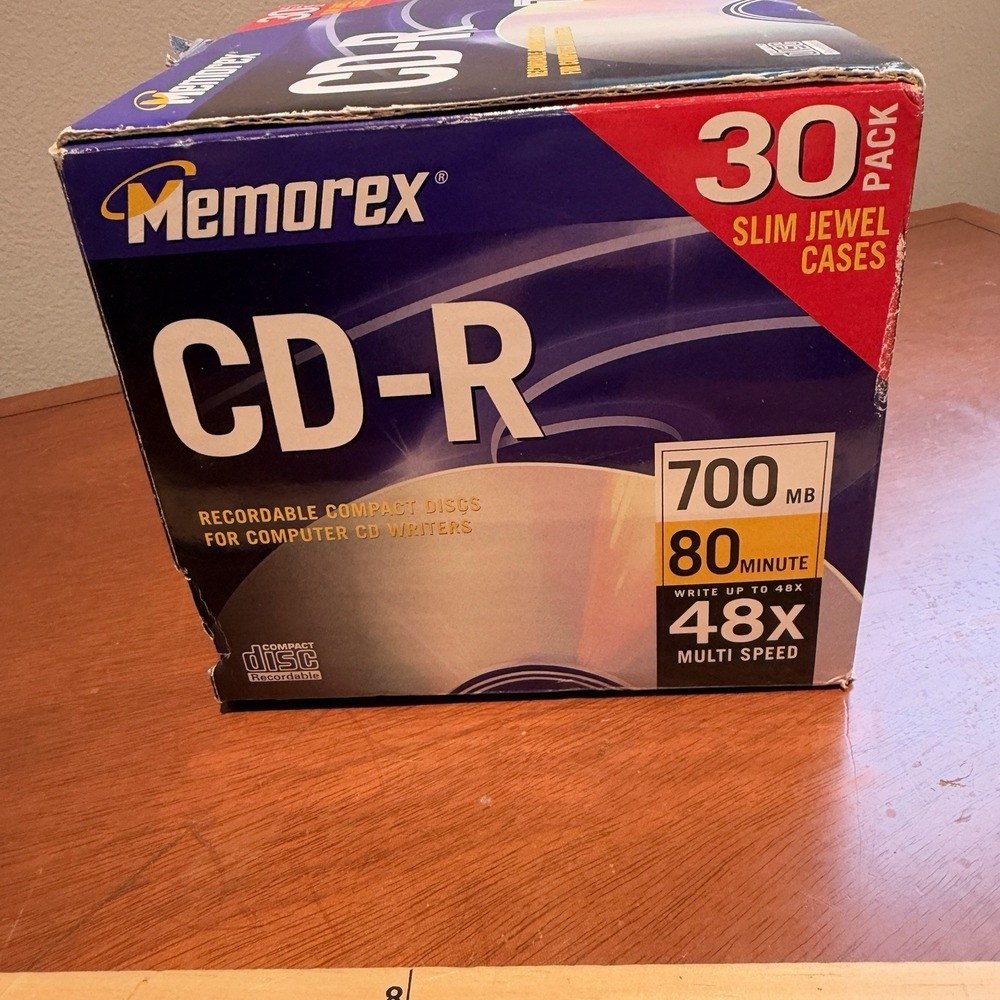 30 Memorex CD-R Recordable Compact Discs 700 MB 80 Min 48x w/Jewel Cases